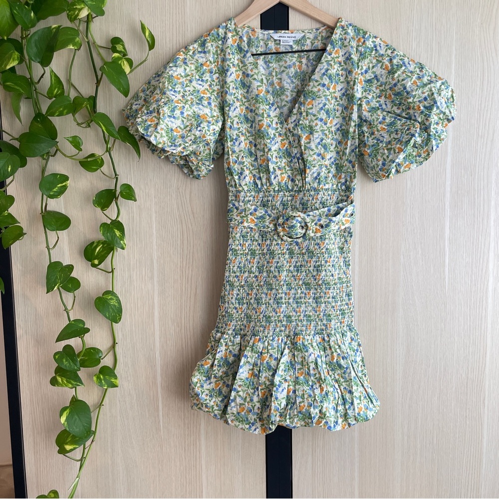 Urban Revivo Floral Print Belted Dress